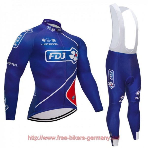 2018 FDJ Fahrradbekleidung Radtrikot Satz Langarm und Lange Tr Radtrikot De