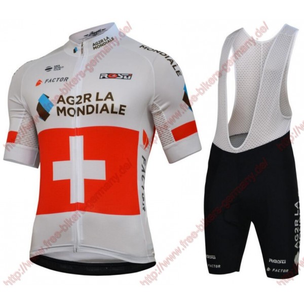 Radsport Team Ag2r La Mondiale 2018 Swiss Champion Radbekleidung Satz Trikot Kurzarm+Trägerh Radtrikot De
