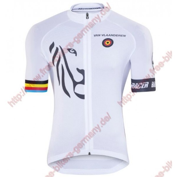 Radsport Bioracer Van Vlaanderen Weiß schwarz 2018 Trikot Kurzarm Radtrikot De