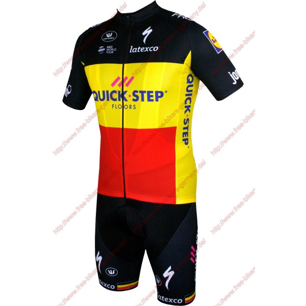 Radsport Quick Step Floors Belgium Champion 2018 Radbekleidung Satz Trikot Kurzarm+Trägerh Radtrikot De