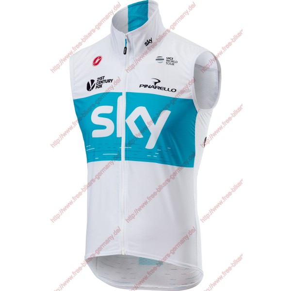 Radsport TEAM SKY 2018 Weiß Windstopper ärmelloses Trikot Kurz Radtrikot De Radsport TEAM SKY 2018 Weiß Windstopper ärmelloses Trikot Kurz Radtrikot De