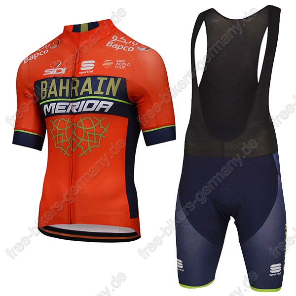 Profiteam 2018 BAHRAIN MERIDA Pro Radbekleidung Satz Trikot Kurzarm+Trägerho Radtrikot De