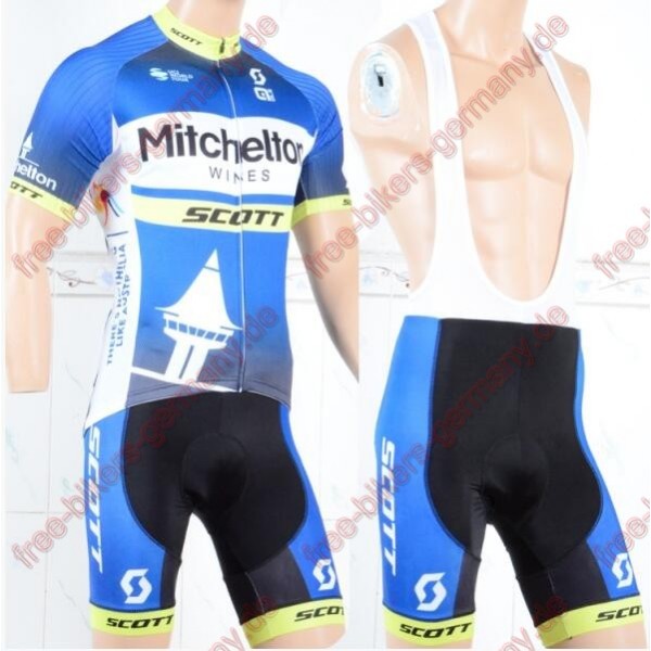Profiteam 2018 Mitchelton Scott blau Radbekleidung Satz Trikot Kurzarm+Trägerh Radtrikot De
