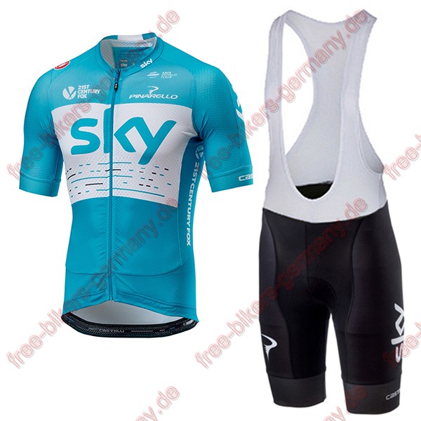 Profiteam 2018 SKY blau Radbekleidung Satz Trikot Kurzarm+Trägerh Radtrikot De