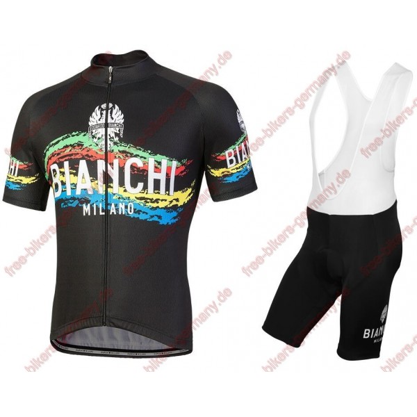 Profiteam 2018 Bianchi Milano Misegna schwarz Radbekleidung Satz Trikot Kurzarm+Trägerhosen Sets Radtrikot De