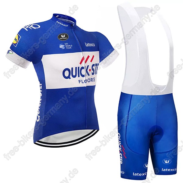 Quick Step Floors blau Radbekleidung Satz Trikot Kurzarm+Trägerhosen  Radtrikot De