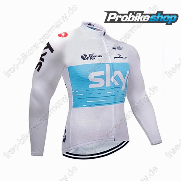 Sky Weiß blau Trikot Langarm 2018 Radtrikot De Sky Weiß blau Trikot Langarm 2018 Radtrikot De