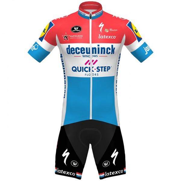Fahrradbekleidung Radsport 2020 DECEUNINCK QUICK-STEP Luxembourgian Champion Radbekleidung Satz Trikot Kurzarm+Fahrrad Radtrikot De