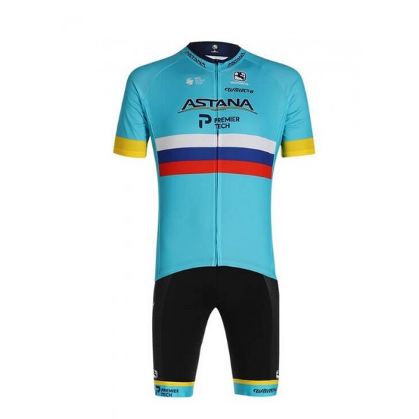 Fahrradbekleidung Radsport 2020 ASTANA PRO TEAM Russian Champion Radbekleidung Satz Trikot Kurzarm+Trägerhosen Set O Radtrikot De