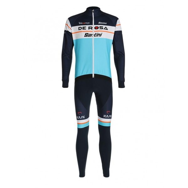 Fahrradbekleidung Radsport 2020 TEAM DE-ROSA SANTINI Set Radbekleidung Trikot Langarm+ Trägerhosen Bl Radtrikot De