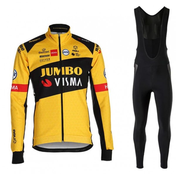 Fahrradbekleidung Radsport 2020 TEAM JUMBO-VISMA Set Radbekleidung Trikot Langarm+ Trägerhos Radtrikot De