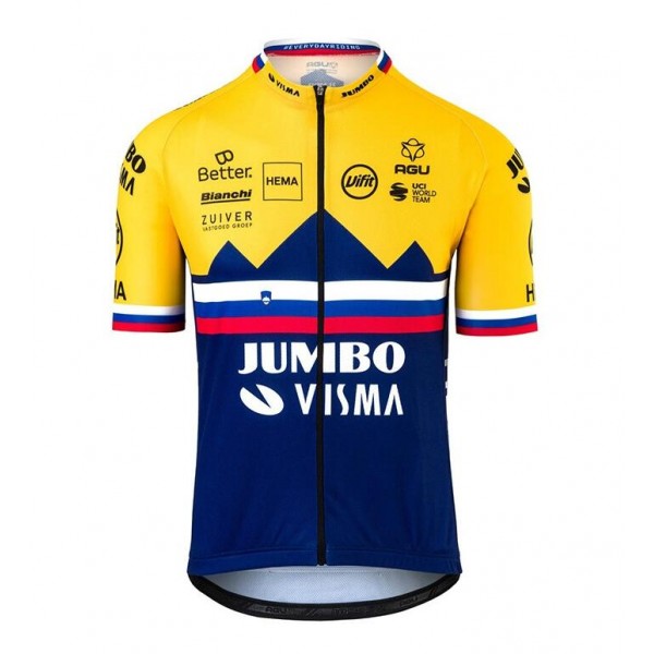 Fahrradbekleidung Radsport 2020 TEAM JUMBO VISMA SLOVENIAN CHAMPION Tenue Cyclisme Trikot Kurzarm Outl Radtrikot De