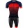 ASCENT Radsport-Set (Radtrikot langer RV+Trägerhose) blau/rot/schwarz