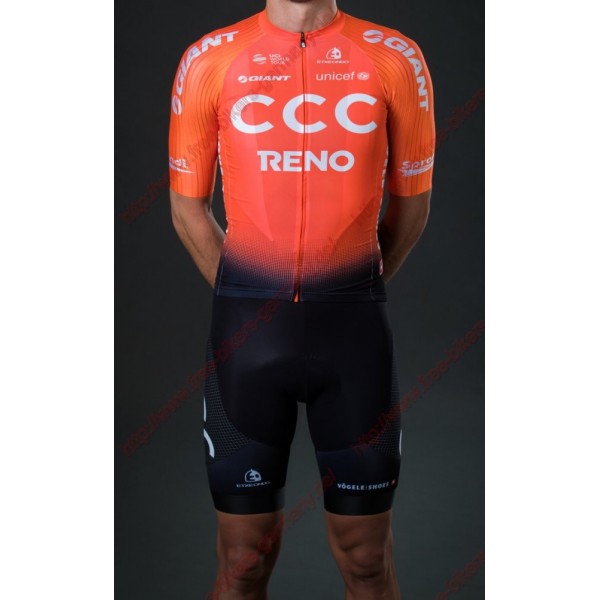 Profiteams CCC Team Reno Orange 2019 Radbekleidung Satz Trikot Kurzarm+Trägerhosen Se Radtrikot De