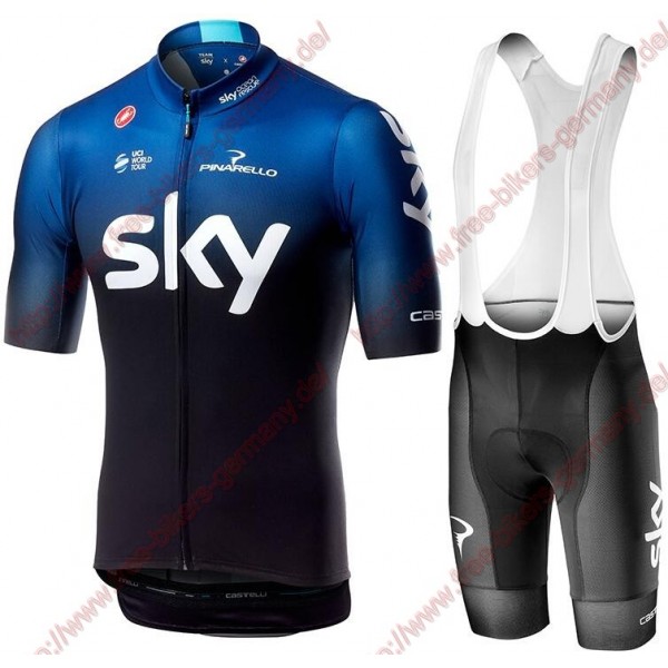 Profiteams TEAM SKY 2019 Radbekleidung Satz Trikot Kurzarm+Trägerhosen Se Radtrikot De
