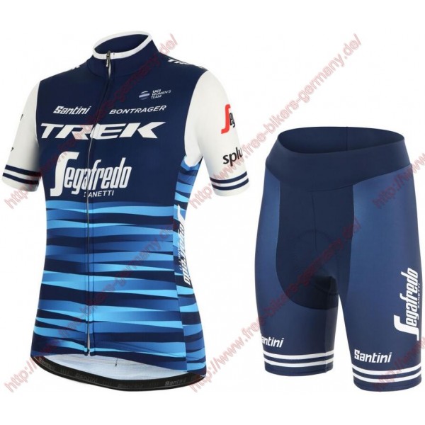 Profiteams Trek Segafredo 2019 Damen blau Fietskleding Set Trikot Kurzarm Outlet+Korte fiet Radtrikot De