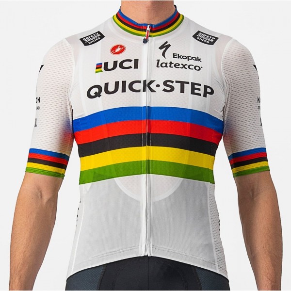 Quick Step-Alpha Vinyl Straßenrad Weltmeister Regenbogentrikot 2022 Competizione Radtrikot kurzarm-Radsport-Profi-Team Radtrikot De