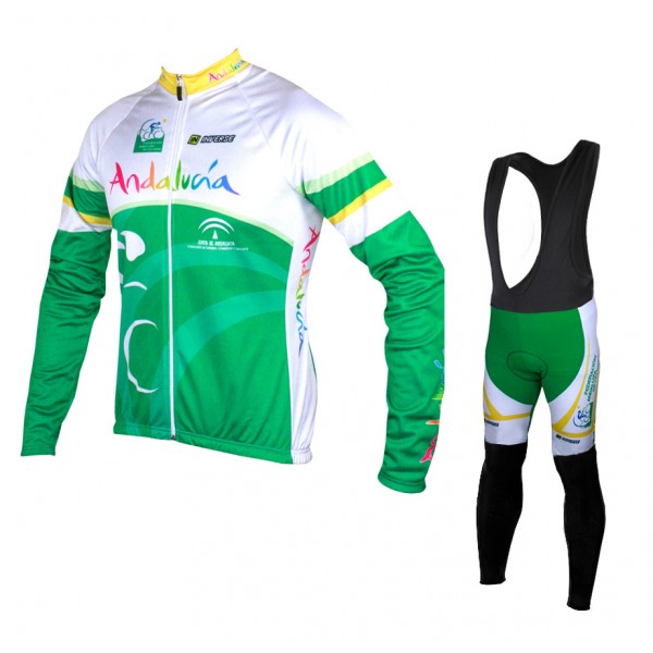 2015 Andalucia Fahrradbekleidung Radtrikot Satz Langarm und Lange Trägerhose Radtrikot De