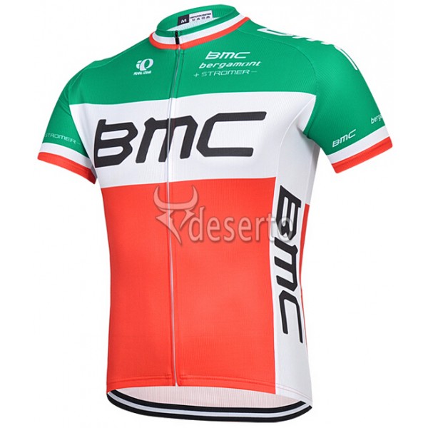 2015 BMC Radtrikot Kurzarm Rot und Grün Radtrikot De