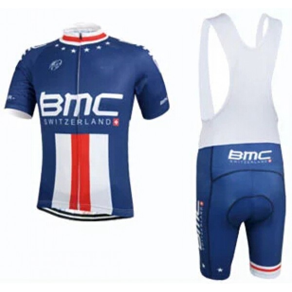 2015 BMC Proteam Fahrradbekleidung Satz Fahrradtrikot Kurzarm Trikot und Kurz Trägerhose Blau Radtrikot De