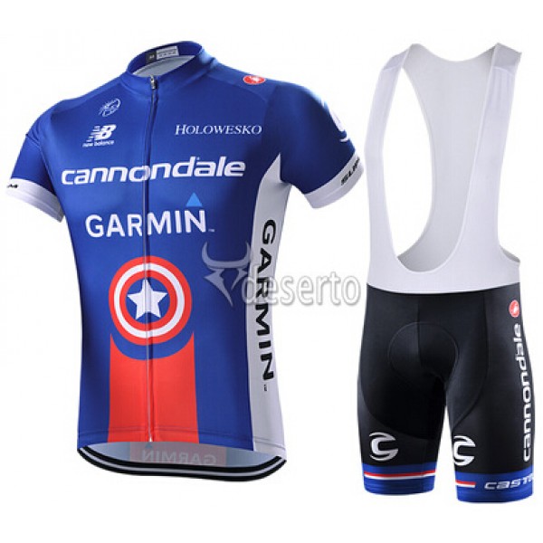 2015 Garmin Cannondale Fahrradbekleidung Satz Fahrradtrikot Kurzarm Trikot und Kurz Trägerhose Blau Radtrikot De