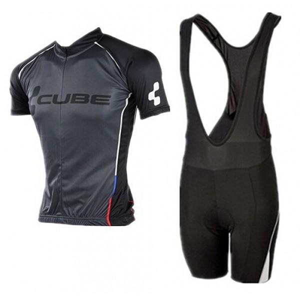 2015 Cube schwarz Fahrradbekleidung Satz Fahrradtrikot Kurzarm Trikot und Kurz Trägerhose Radtrikot De