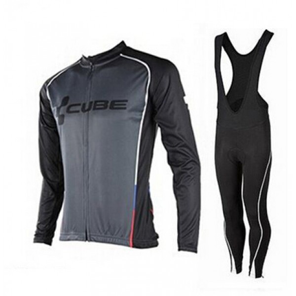 2015 Cube schwarz Fahrradbekleidung Radtrikot Satz Langarm und Lange Trägerhose schwarz Radtrikot De