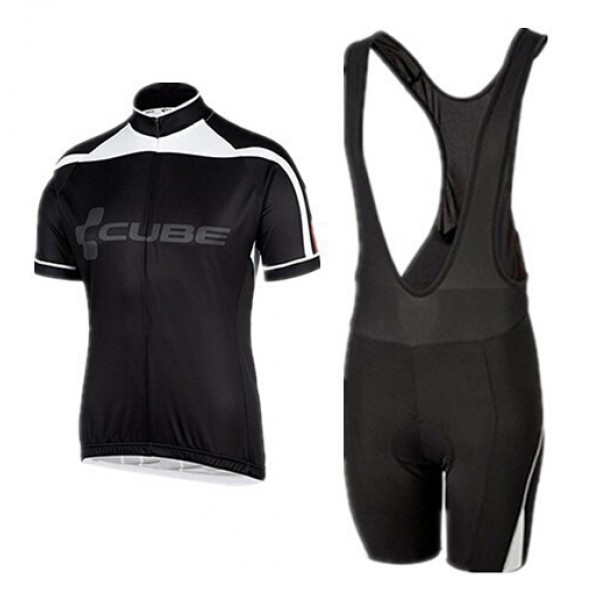 2015 Cube schwarz Weiß Fahrradbekleidung Satz Fahrradtrikot Kurzarm Trikot und Kurz Trägerhose Radtrikot De