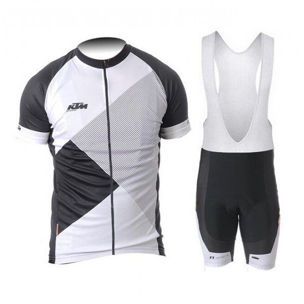 2015 KTM Fahrradbekleidung Satz Fahrradtrikot Kurzarm Trikot und Kurz Trägerhose schwarz Weiß Radtrikot De