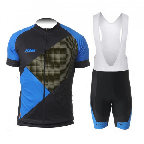 2015 KTM Fahrradbekleidung Satz Fahrradtrikot Kurzarm Trikot und Kurz Trägerhose blau Radtrikot De