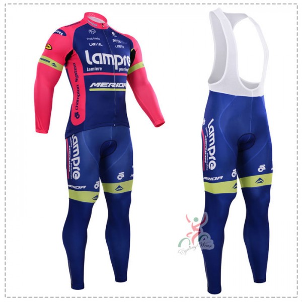2015 Lampre Fahrradbekleidung Radtrikot Satz Langarm und Lange Trägerhose Radtrikot De