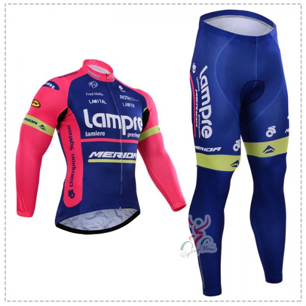 2015 Lampre Fahrradbekleidung Radtrikot Satz Langarm und Lange Fahrradhose Radtrikot De
