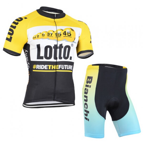 2015 Lotto fahrradbekleidung Satz Radtrikot Kurzarm und Bianchi Kurz Radhose Radtrikot De