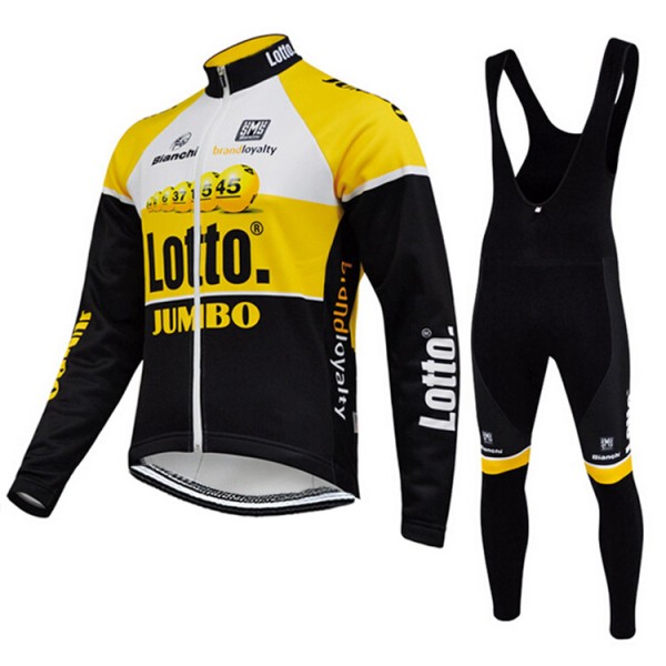 2015 Lotto Jumbo Fahrradbekleidung Radtrikot Satz Langarm und Lange Trägerhose Radtrikot De