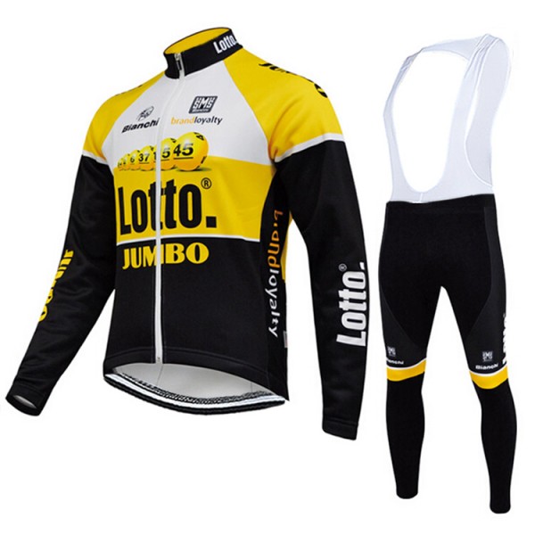 2015 Lotto Jumbo Fahrradbekleidung Radtrikot Satz Langarm und Lange Trägerhose Radtrikot De