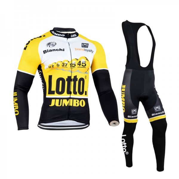 2015 Lotto Fahrradbekleidung Radtrikot Satz Langarm und Lange Trägerhose Radtrikot De