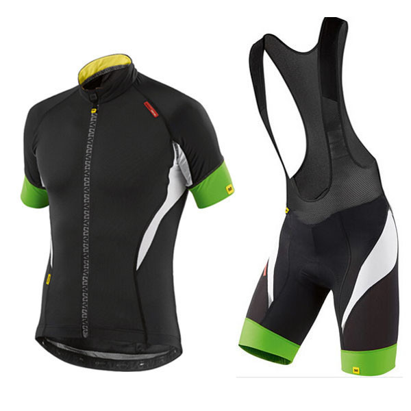 2015 MAVIC Fahrradbekleidung Satz Fahrradtrikot Kurzarm Trikot und Kurz Trägerhose schwarz Grün Radtrikot De