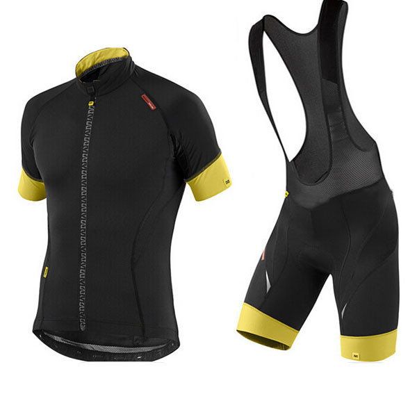 2015 MAVIC Fahrradbekleidung Satz Fahrradtrikot Kurzarm Trikot und Kurz Trägerhose schwarz gelb Radtrikot De