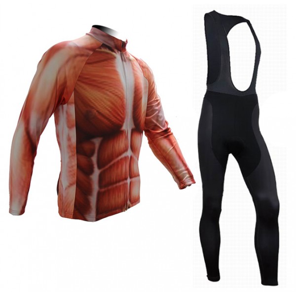 2015 Muscle Fahrradbekleidung Radtrikot Satz Langarm und Lange Trägerhose Radtrikot De