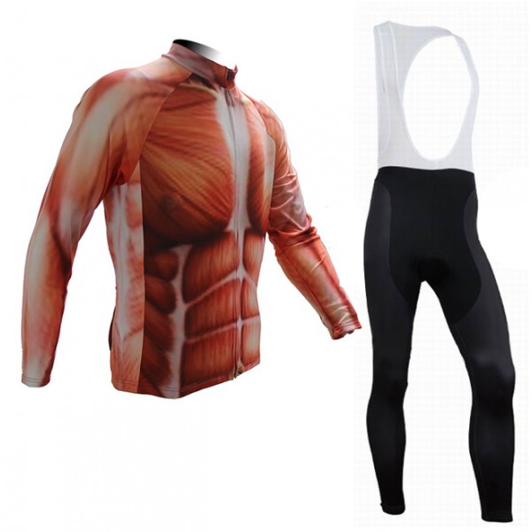 2015 Muscle Fahrradbekleidung Radtrikot Satz Langarm und Lange Trägerhose Radtrikot De