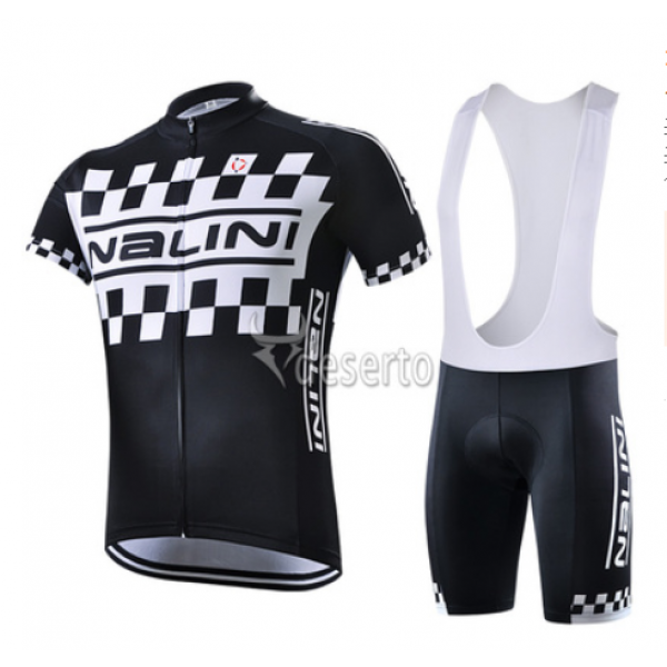2015 Nalini Racing-Drapeau Schwarz Fahrradbekleidung Satz Fahrradtrikot Kurzarm Trikot und Kurz Trägerhose Radtrikot De