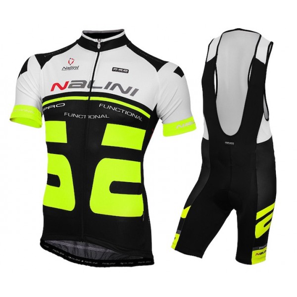 2015 Nalini Bao Weiß-Schwarz Fluo Fahrradbekleidung Satz Fahrradtrikot Kurzarm Trikot und Kurz Trägerhose Radtrikot De