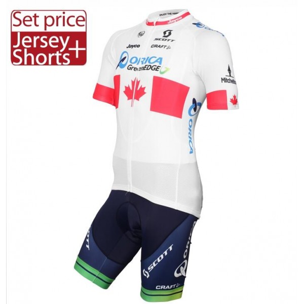 2015 ORICA GREENEDGE Canadian Champion Radbekleidung Radtrikot Kurzarm und Fahrradhosen Kurz Radtrikot De