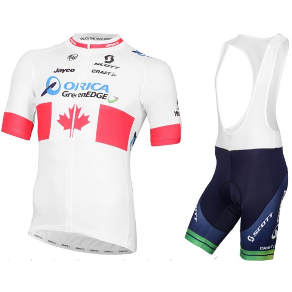 2015 ORICA GREENEDGE Canadian Champion Fahrradbekleidung Satz Fahrradtrikot Kurzarm Trikot und Kurz Trägerhose Radtrikot De