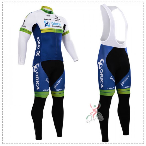 2015 Orica Greenedge Fahrradbekleidung Radtrikot Satz Langarm und Lange Trägerhose Radtrikot De