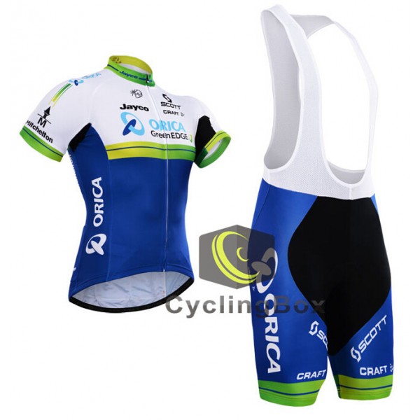 2015 ORICA GreenEDGE Fahrradbekleidung Satz Fahrradtrikot Kurzarm Trikot und Kurz Trägerhose Radtrikot De