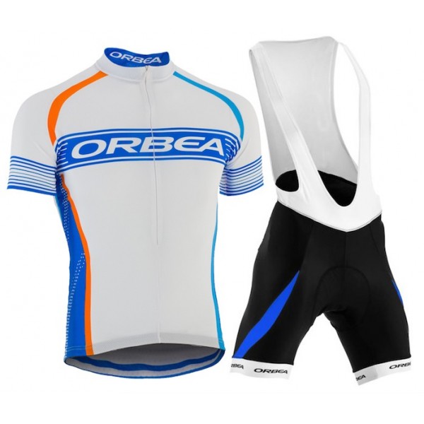2015 Orbea Weiß-Blau Fahrradbekleidung Satz Fahrradtrikot Kurzarm Trikot und Kurz Trägerhose Radtrikot De