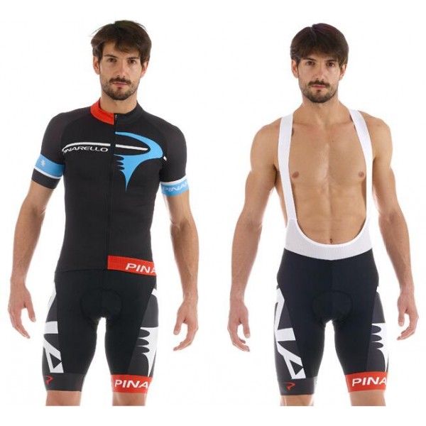 2015 Pinarello Schwarz Blau Fahrradbekleidung Satz Fahrradtrikot Kurzarm Trikot und Kurz Trägerhose Radtrikot De
