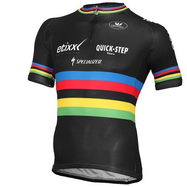 2015 Etixx Quick-Step Champion Du Monde Radtrikot Kurzarm Radtrikot De