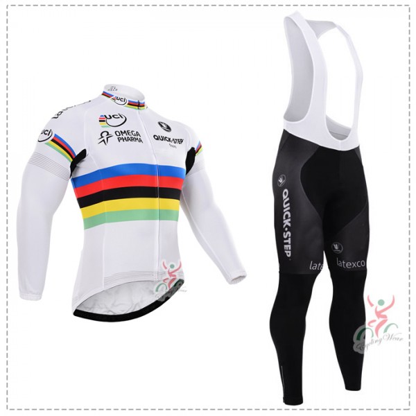 2015 Quick Step Fahrradbekleidung Radtrikot Satz Langarm und Lange Trägerhose Radtrikot De